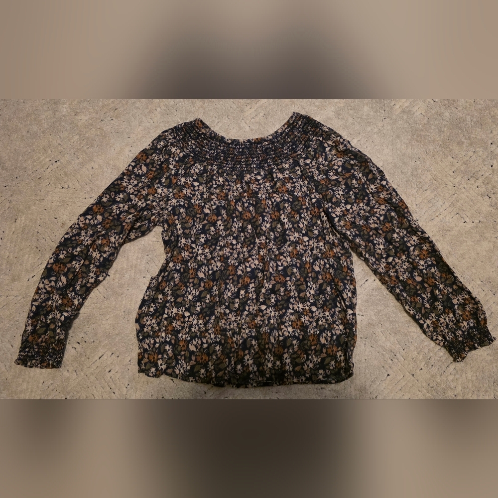 Womens Medium Sonoma Floral Top Shirt Blouse